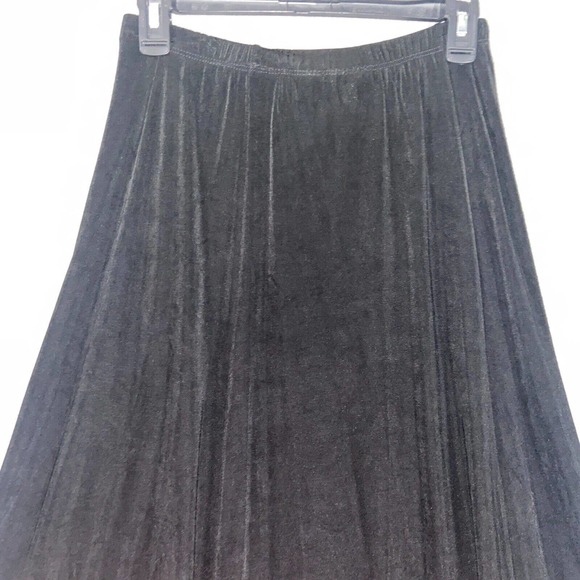 Chico's Skirt Womens 1 Black Casual Pleated Pull On Elastic Waist Solid Maxi - Picture 9 of 15